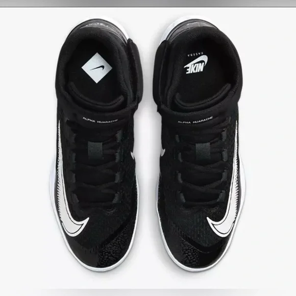 New Nike Alpha Huarache Elite 4 Mid Black Baseball Cleats DJ6520-001 Size 12 - Picture 4 of 10